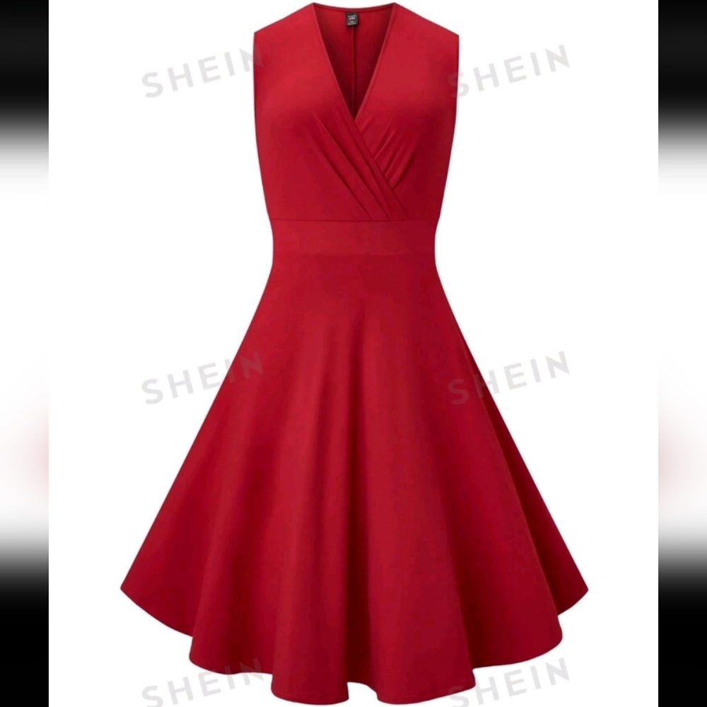 Sleeveless Red Wrap Dress